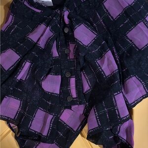 Purple and Black Checkered Button-Up skirt vintage hot topic